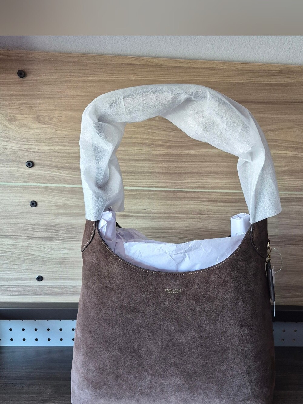 NWT Coach Brooklyn 34 Suede Shoulder Bag – Dark Chocolate Hobo Tote